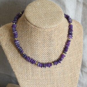 Vintage Faux Gemstone Chip Necklace Childrens / Choker 15.5"